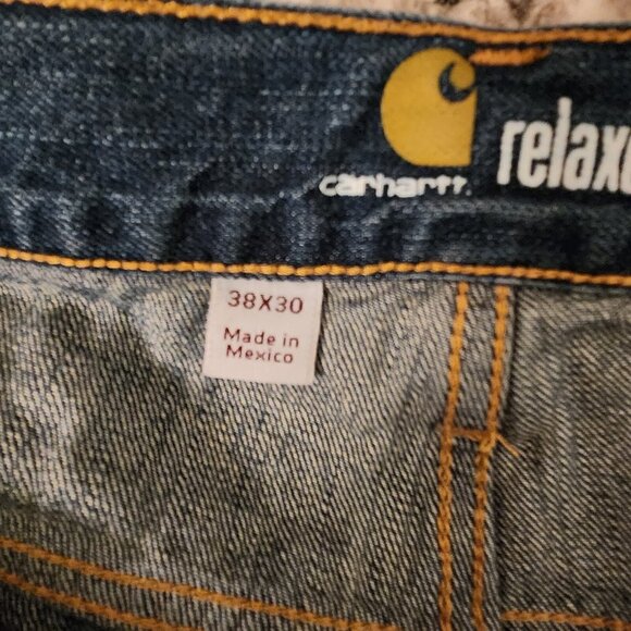 Carhartt Work Jeans Relaxed Straight Fit Blue Medium Wash Mens Size 38 x 30 - Picture 15 of 15